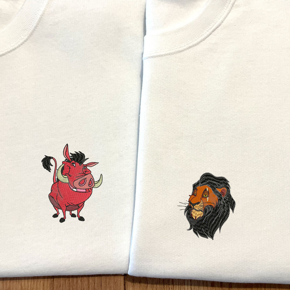 Sweats bordadas com Pumba e Scar de O Rei Leão